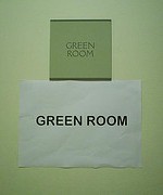 Photo of the sign on the green Green Room door.