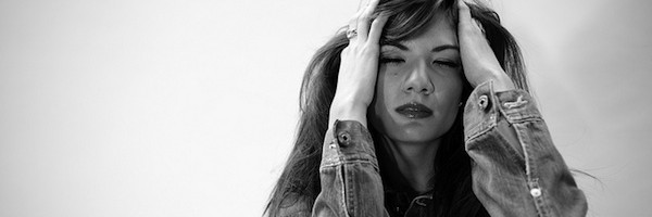 A woman with a headache