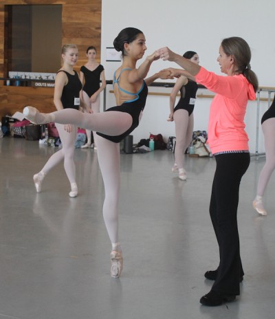 Houston Ballet II Ballet Mistress, Sabrina Lenzi instructing Divya during the 2015 Houston Ballet Summer Intensive Program. Photo: Jamie Lagdameo | Image provided courtesy of Houston Ballet