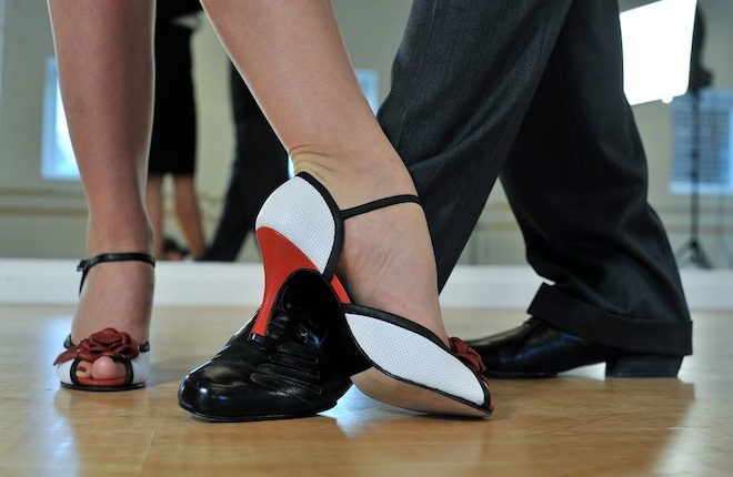 Feet of latin dancers
