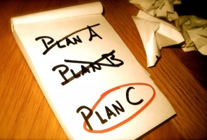 Picture of a list: Plan A is crossed out, Plan B is crossed out. Plan C is circled in red.