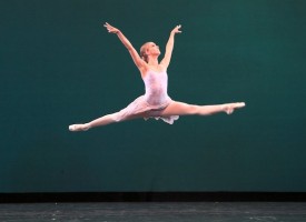 IMAGE Allison Miller performs a gravity-defying leap in Balanchine's Ballo della Regina. Photo by Amitava Sarkar. IMAGE
