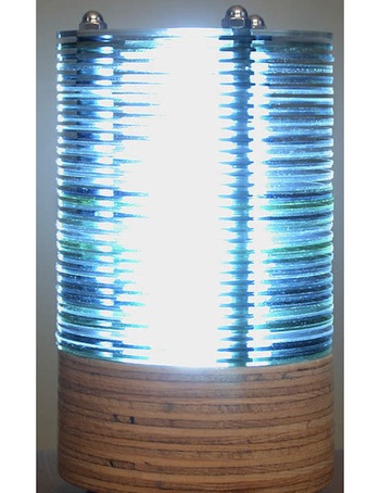 IMAGE Lamp made from a tower of old CDs IMAGE
