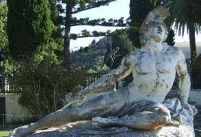 IMAGE Photograph of the statue of Death of Achilles. Taken in the Achillion Gardens, Corfu IMAGE