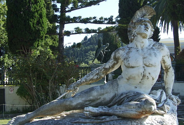 IMAGE Photograph of the statue of Death of Achilles. Taken in the Achillion Gardens, Corfu IMAGE