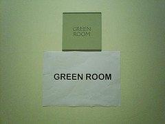 Photo of the sign on the green Green Room door.