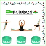 Dancers demonstrate some Balletband exercises surrounded by holiday lights