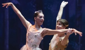 IMAGE: Anne Marie Melendez (Cupid) and Anthony Casati (Puck) in Ballet Austin’s production of Stephen Mills’ A Midsummer Night’s Dream. Photo by Tony Spielberg.