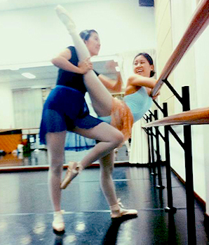 Min being stretched in ballet class