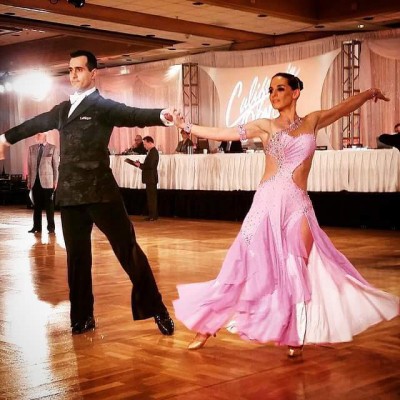 Ballroom dancers create space between