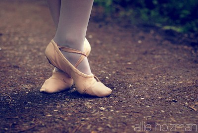 Where you should NOT wear your slippers if you want to keep them clean. "ballet shoes" by Allie Holzman is licensed CC BY-ND 2.0