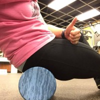 Jessica Johnson demonstrates a glute roll for gluteus maximus and the upper hamstring.