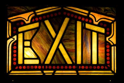 Stained glass exit sign