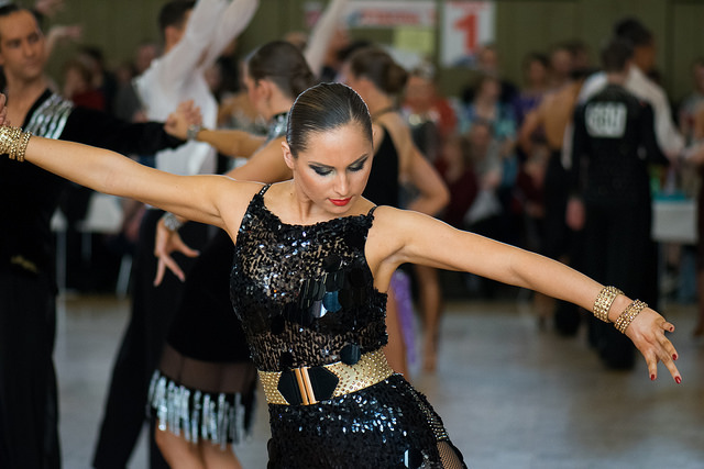 Latin dancer in black sequins